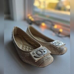 Chanel Quilted Ballet Flats – Beige Leather – Classic CC Logo – Timeless